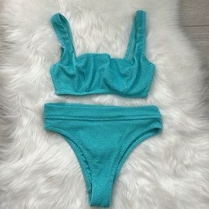 Billabong Summer High Ribbed Paradise Blue Bikini Set Size XS